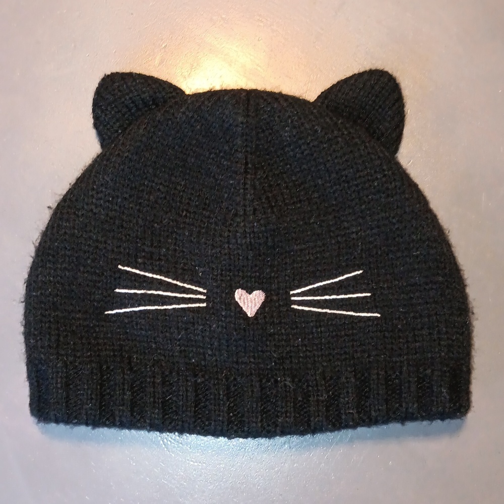 Old Navy Toddler Girls Black Cat Winter Knit Hat M